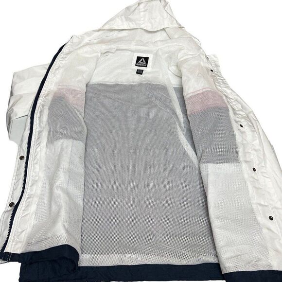 Reebok Windbreaker Logo Red‎ White Blue Hoodie Snap Button Women’s XL - Picture 9 of 13